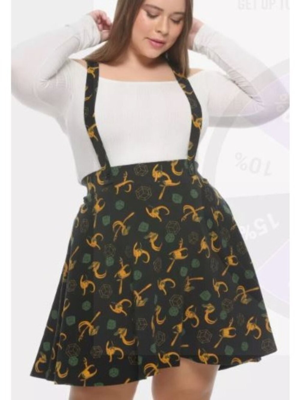 Hot Topic Her Universe Marvel Loki Suspender Skirt Size Medium